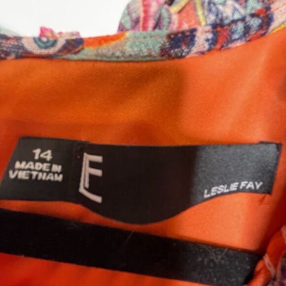 Leslie Fay Sleeveless Smocked Shift Dress Women's Sz 14 Paisley Floral Boho - Picture 2 of 16